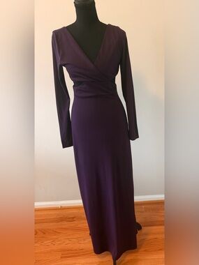 Sleeve Wrap Long Dress in Deep Purple